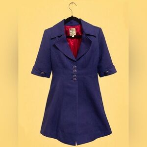 [Tulle] Navy Blue Chevron Women’s Vintage Inspired Peacoat